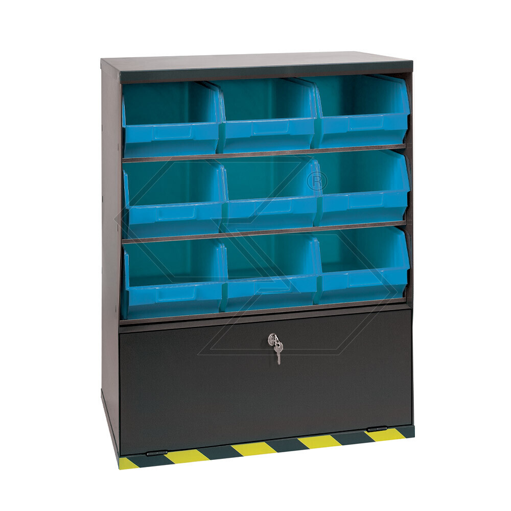 Open Metal Wardrobe With 9 Drawers