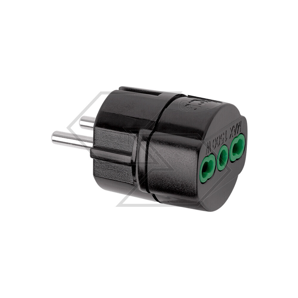 Adapter Type F Schuko Socket / 2-pole Socket And Earth Bipasso
220 V - 16 A Adapter Type F Schuko Socket / 2-pole Socket And Earth Bipasso
220 V - 16 A