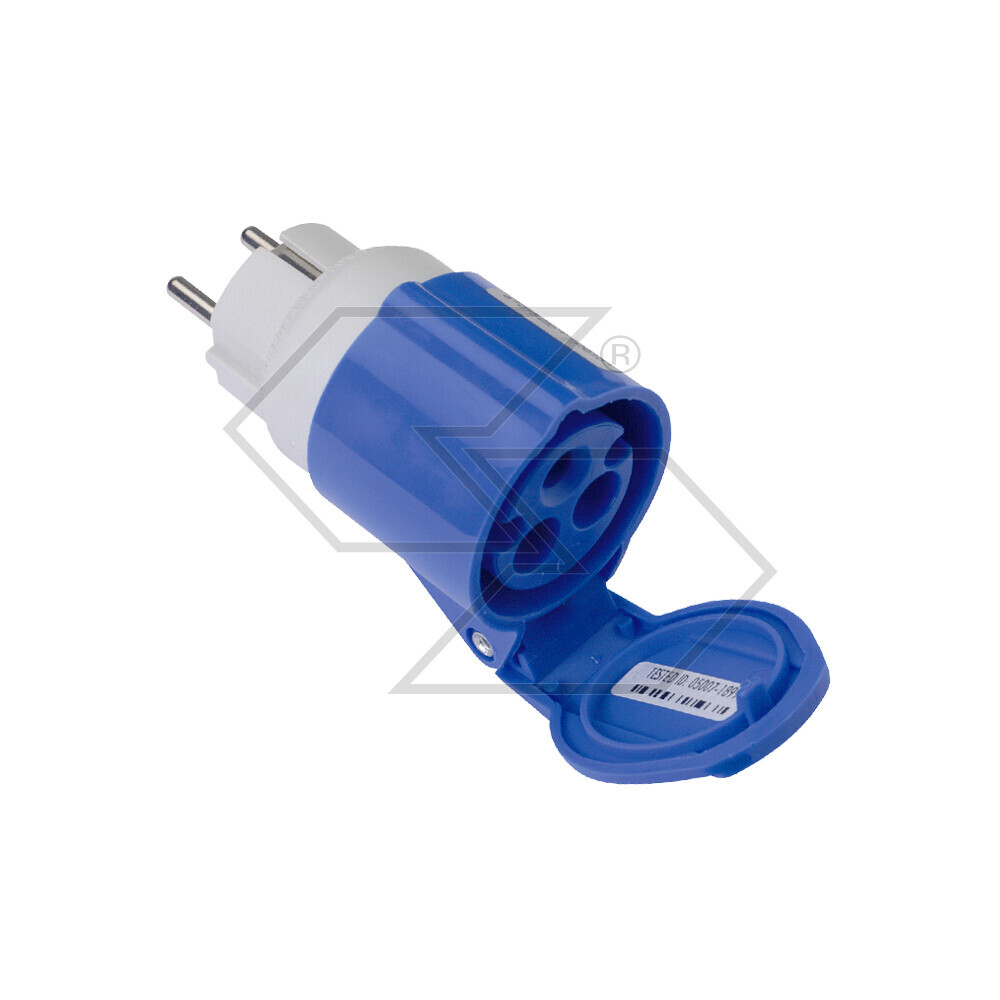 Schuko Plug Adapter With 2-pole Industrial Socket + Earth 220 V - 16 A - CEE Ip44 Schuko Plug Adapter With 2-pole Industrial Socket + Earth 220 V - 16 A - CEE Ip44