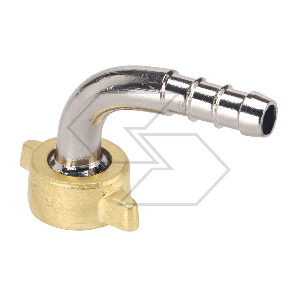 Raccordo portagomma curvo 90° con girello Ø 13 G 1/2