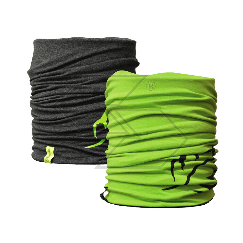 AT045 - Fascia scaldacollo reversibile - Grigio-Lime - Taglia Unica