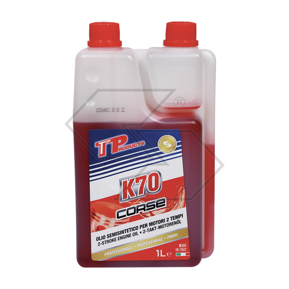 Olio Strong K70 Corse semisintetico per motori 2T - 1 litro con dosatore Olio Strong K70 Corse semisintetico per motori 2T - 1 litro con dosatore