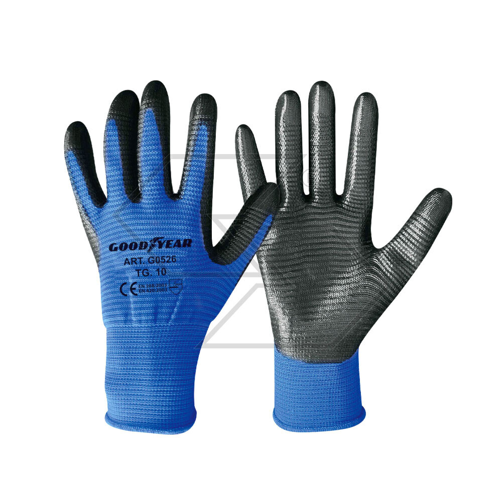 Work Glove Coated With Striped Nitrile - Size L