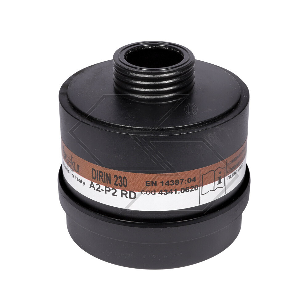 Filtro Dirin 230 A2-P2 gas - vapori organici - polveri - fumi - nebbie Filtro Dirin 230 A2-P2 gas - vapori organici - polveri - fumi - nebbie