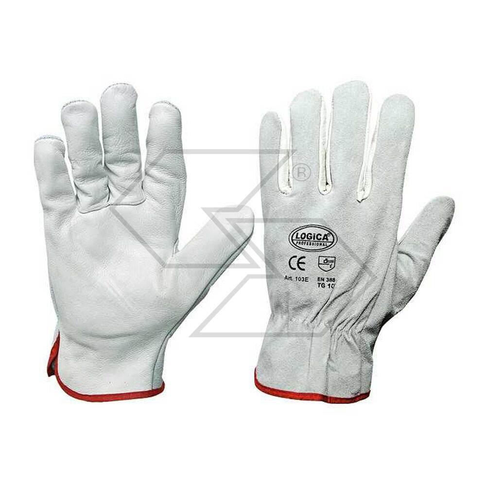 Guanto in pelle fiore bovina con dorso in crosta. Guanto in pelle fiore bovina con dorso in crosta.